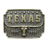 Bältespänne Texas med tjurskalle och stjärnor Guld