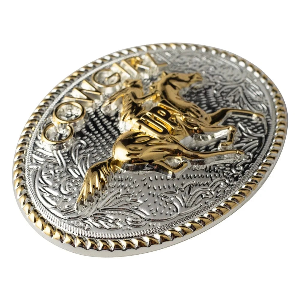 Bältesspänne cowgirl up western stil med guld och silver