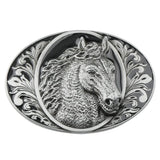 Bältesspänne western stil med hästhuvud Silver
