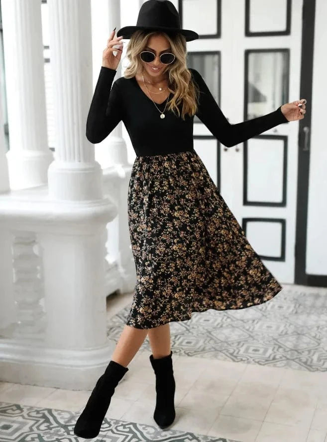 Blommig klänning höst