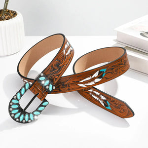 Boho westernbälte med turkost spänne