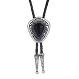 Bolo tie i diamantformad metall med natursten Svart