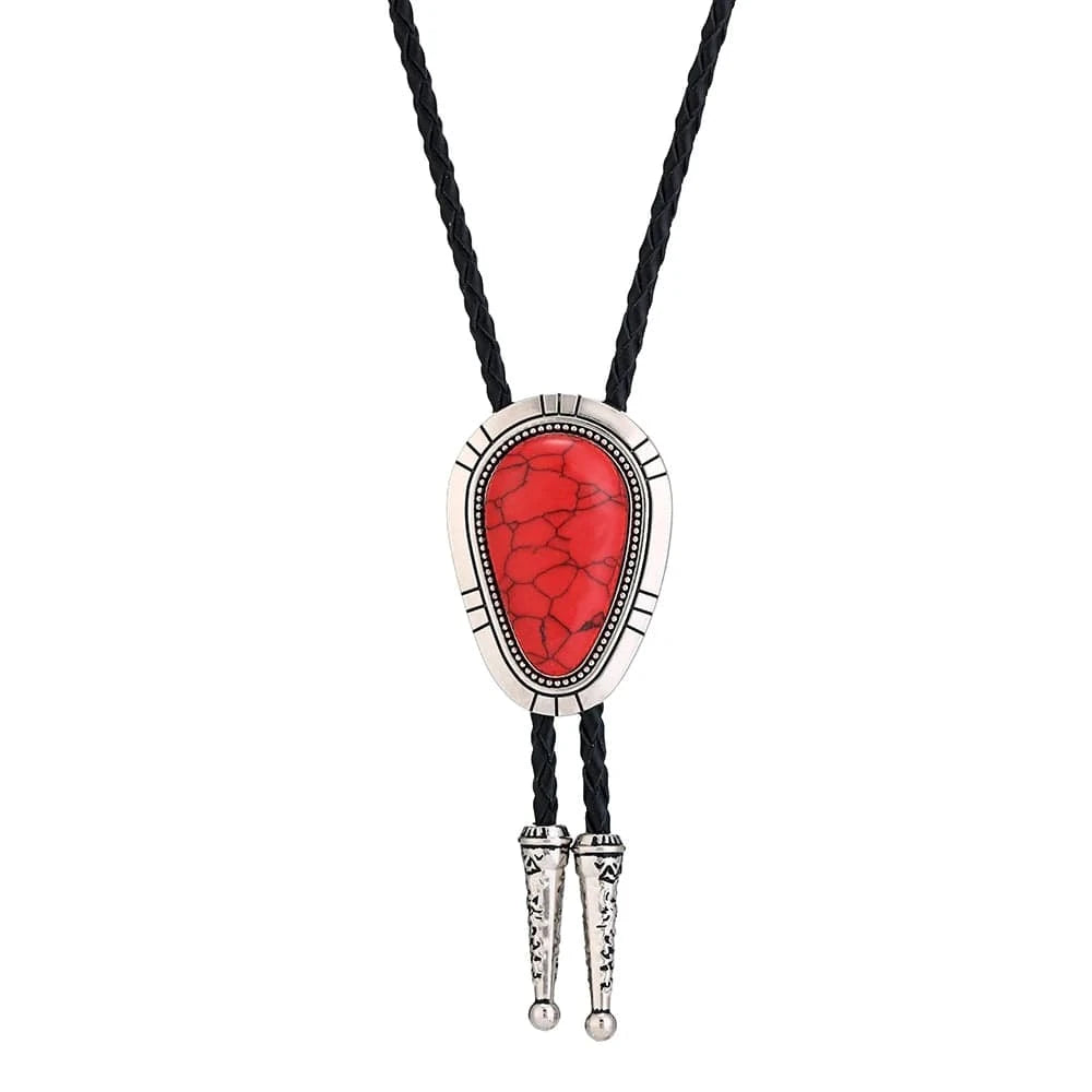 Bolo tie i droppform med naturlig turkos