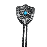 Bolo tie i form av sexuddig stjärna med natursten Blå