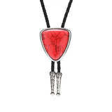 Bolo tie i läder med trekantig sten och elegant design Röd