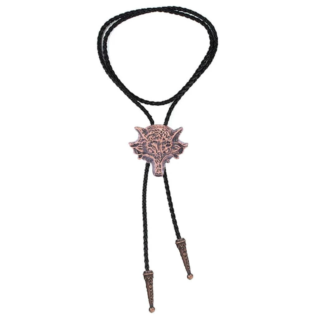 Bolo tie med 3D-varghuvud i metall