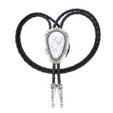 Bolo tie med ädelstenslook i vattendroppsform Vit
