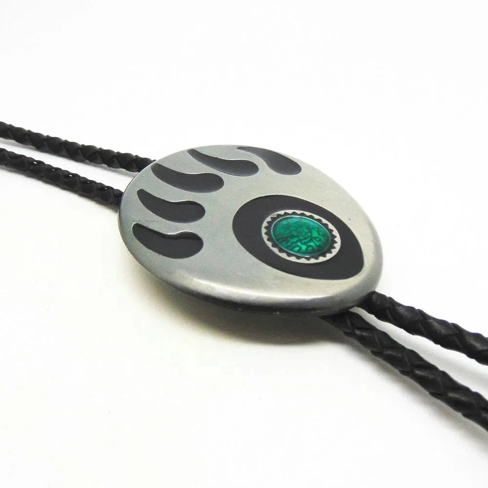 Bolo tie med björnspår och agatsten Silver