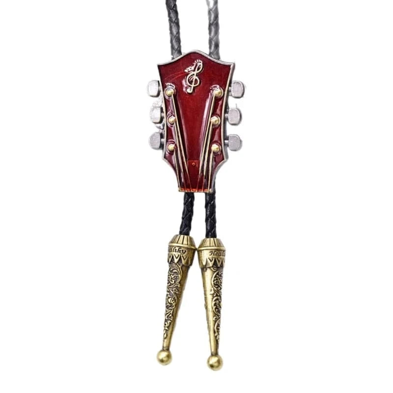 Bolo tie med gitarrhänge i emalj Röd