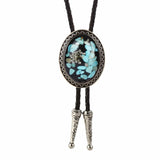Bolo tie med glasdetalj och ovalt vintagehänge Blå och svart
