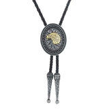Bolo tie med guldfärgat djurhuvud Silver guld Örnhuvud