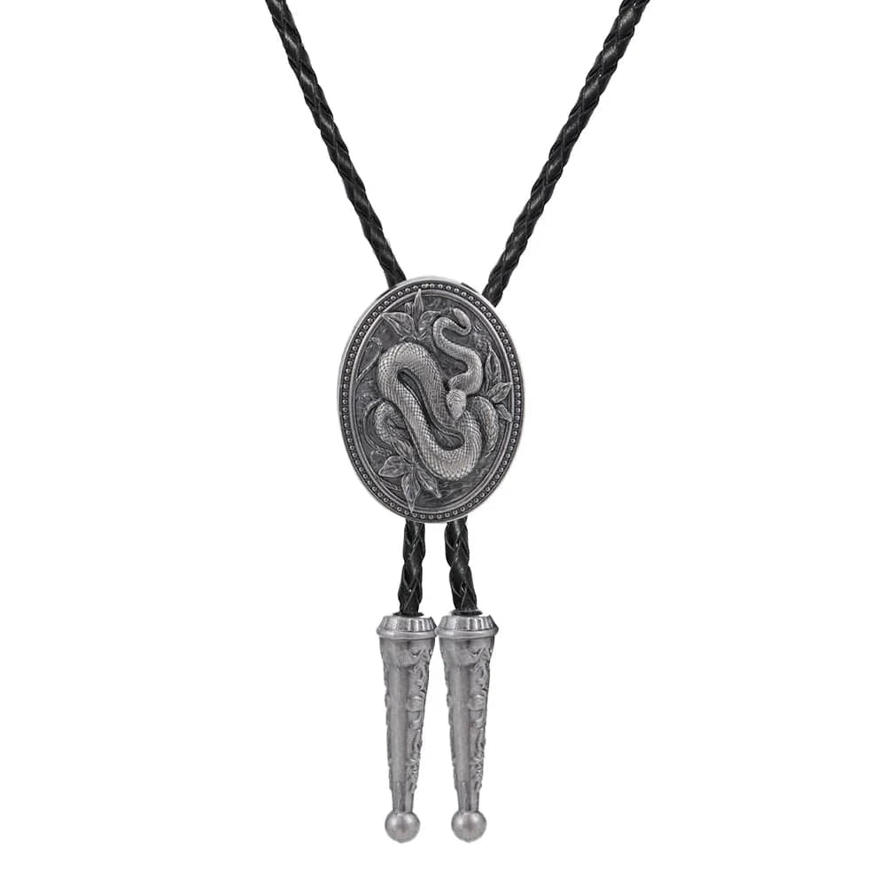 Bolo tie med ormmönster i antiksilver Mörksilver
