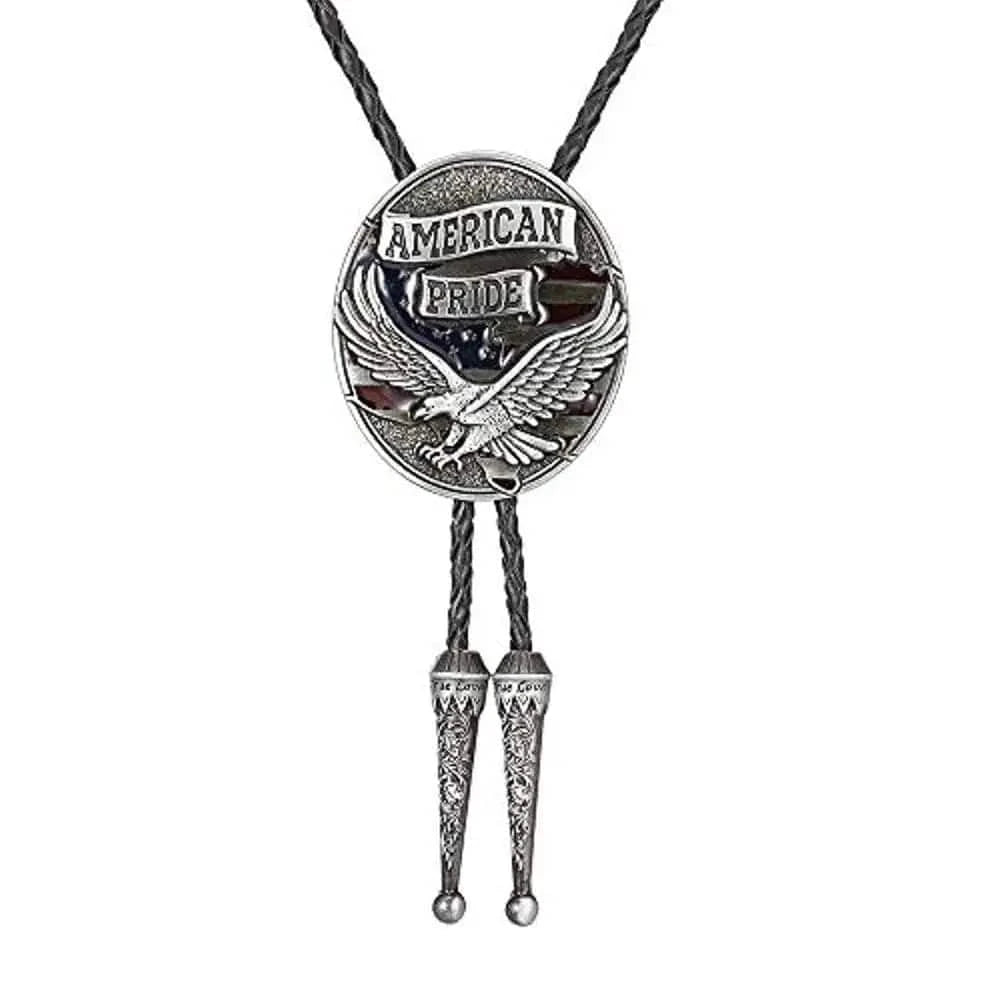 Bolo tie med örn och "American Pride"-emblem Silver