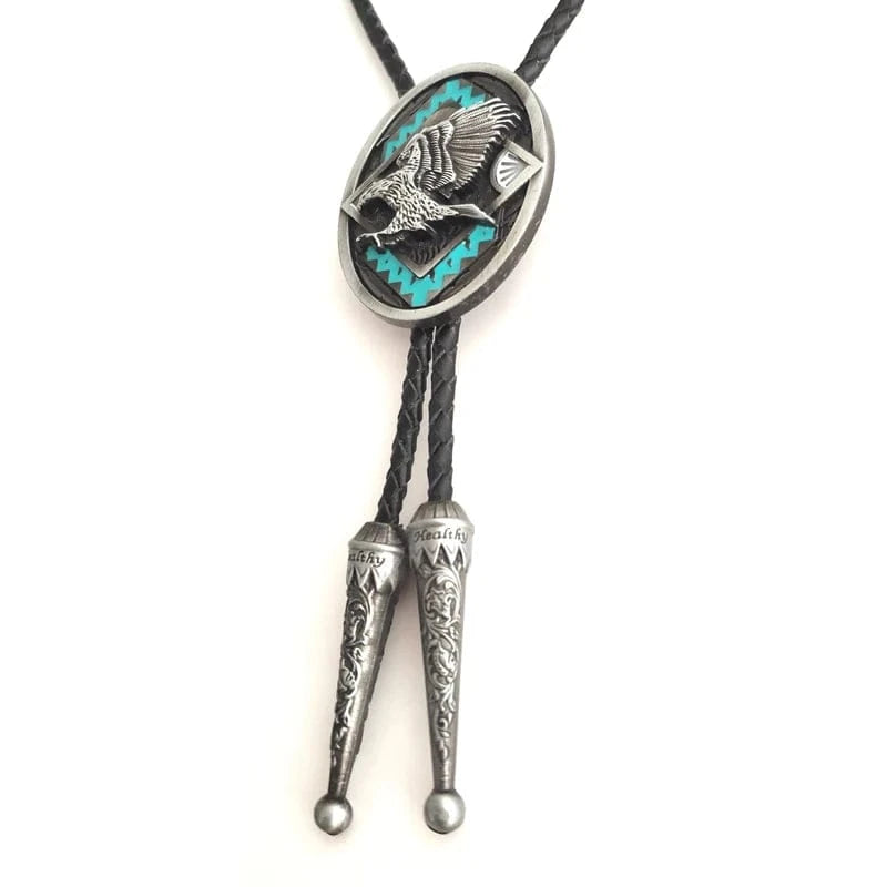 Bolo tie med örn och turkosdetaljer Silver och turkosblå