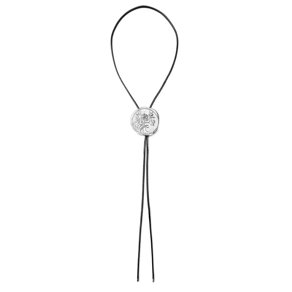 Bolo tie med rosrelief Silver