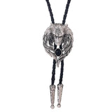 Bolo tie med silver varghuvud och svart agat Silver