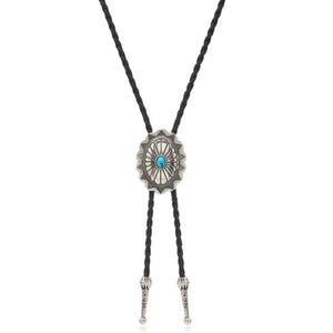 Bolo tie med turkosdetalj och justerbar läderrem