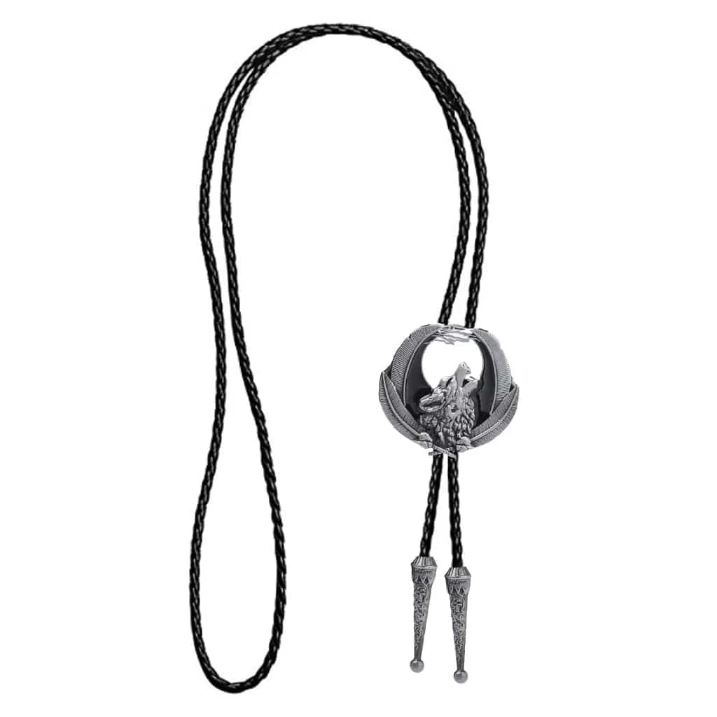 Bolo tie med vargmotiv i legering