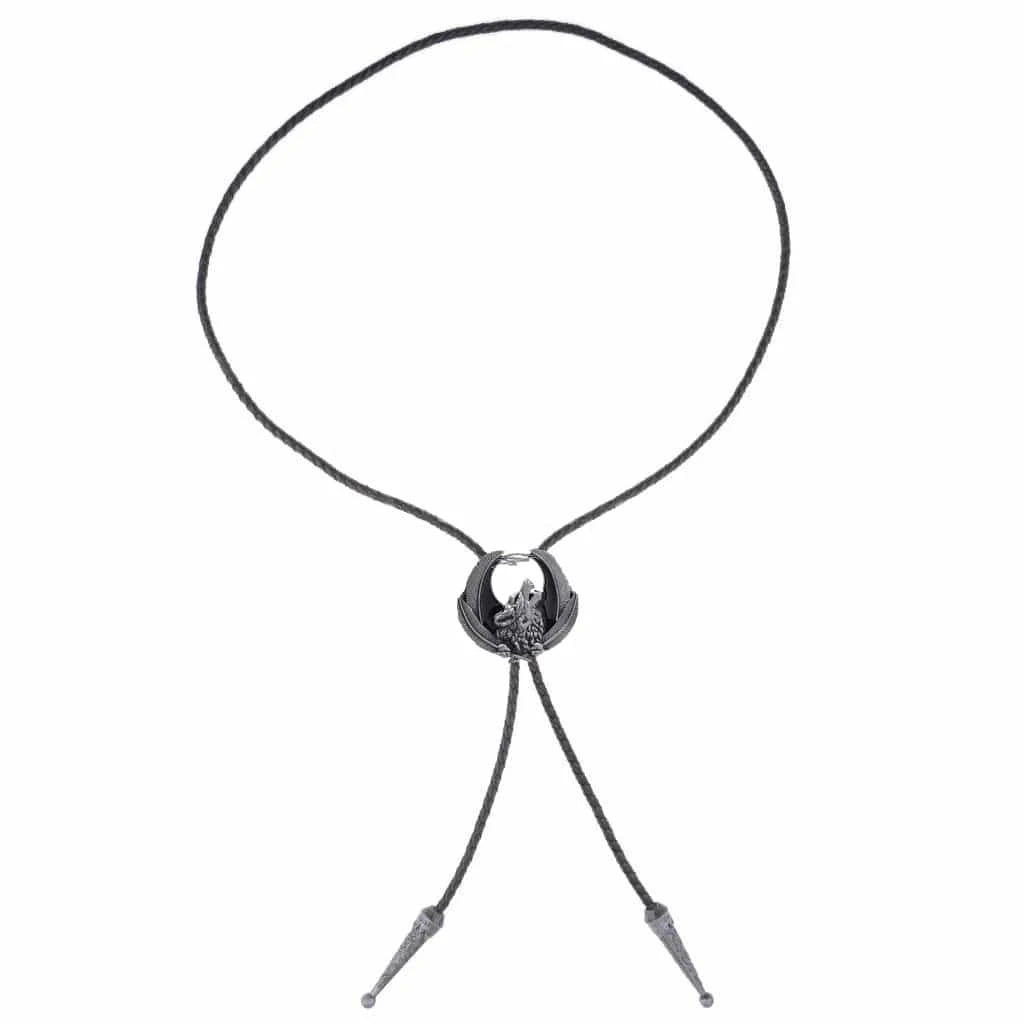 Bolo tie med vargmotiv i legering