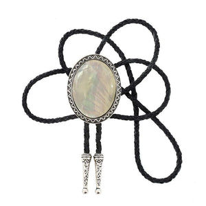 Bolo tie med vit skimrande snäckskal Vit