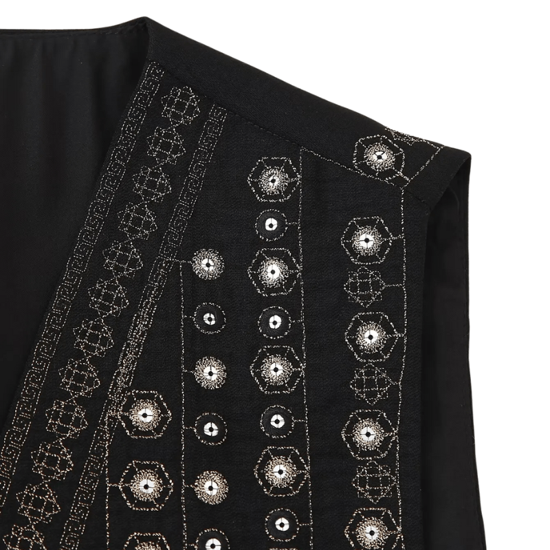 Broderad Väst Dam med Paljetter