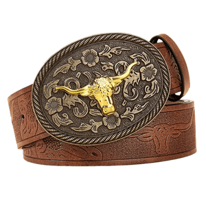 Brunt longhorn westernbälte Modell 5 / 110cm