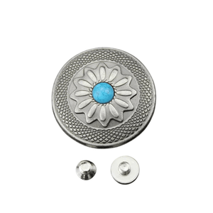 Concho 25 mm i Antiksilver med Färgsten Blå C