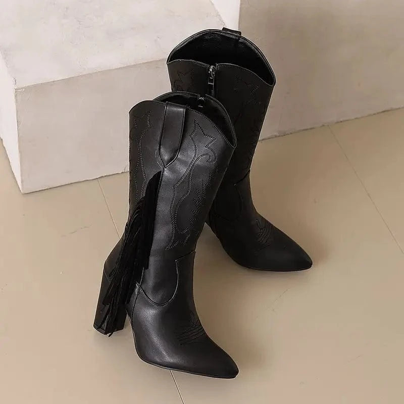 Country Boots med Fransar och Broderi
