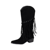 Höga Frans Cowboyboots i Mocka Svart / 35