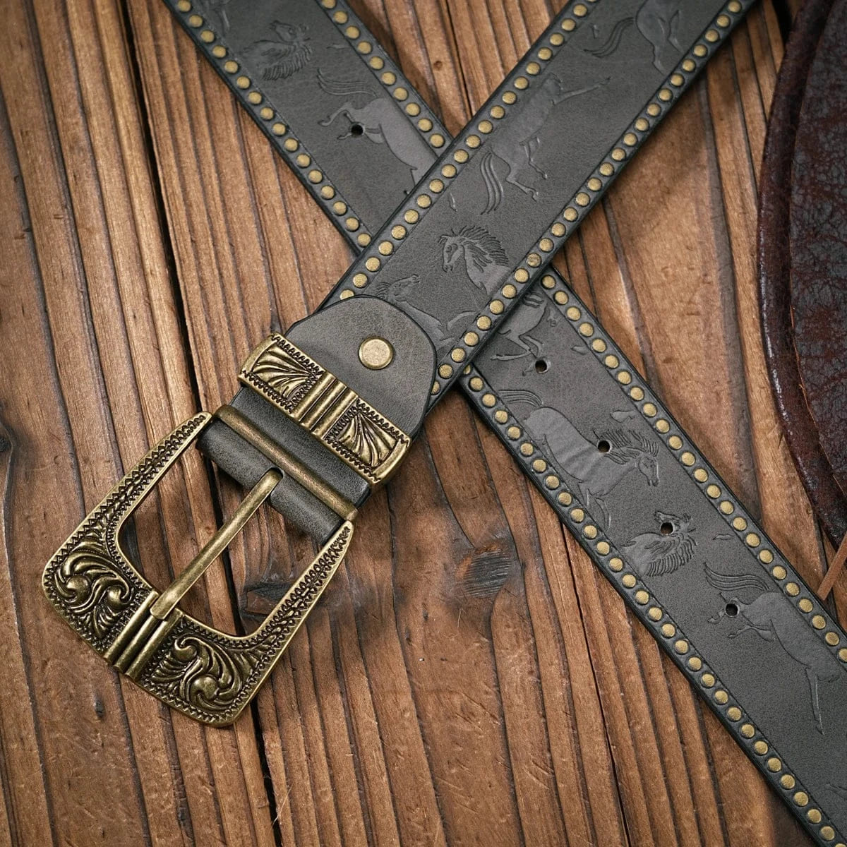 Cowboybälte Antik Mässingsspänne