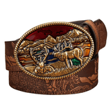 Cowboybälte färgstark westernspänne Mörkbrun / 120cm