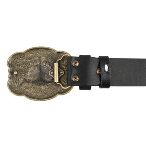 Cowboybälte i äkta läder med antikt westernspänne