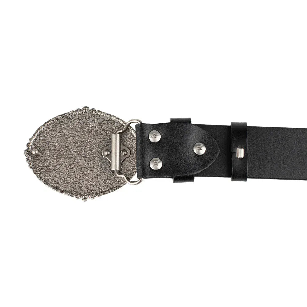 Cowboybälte i äkta läder med korsspänne