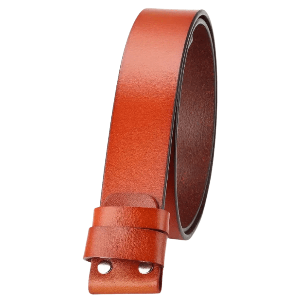 Cowboybälte i Äkta Läder utan Spänne Orange / 100cm