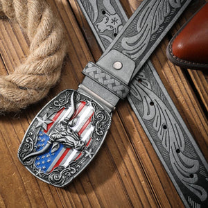 Cowboybälte med amerikansk flagga och Tjurspänne