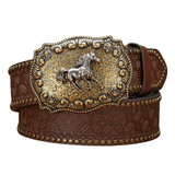 Cowboybälte med hästmotiv Mörkbrun / 120cm