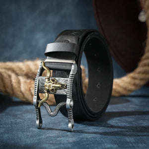 Cowboybälte med longhorn vintagespänne