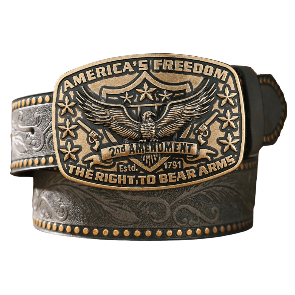 Cowboybälte med örnmotiv "America’s Freedom" Grå guld / 120cm