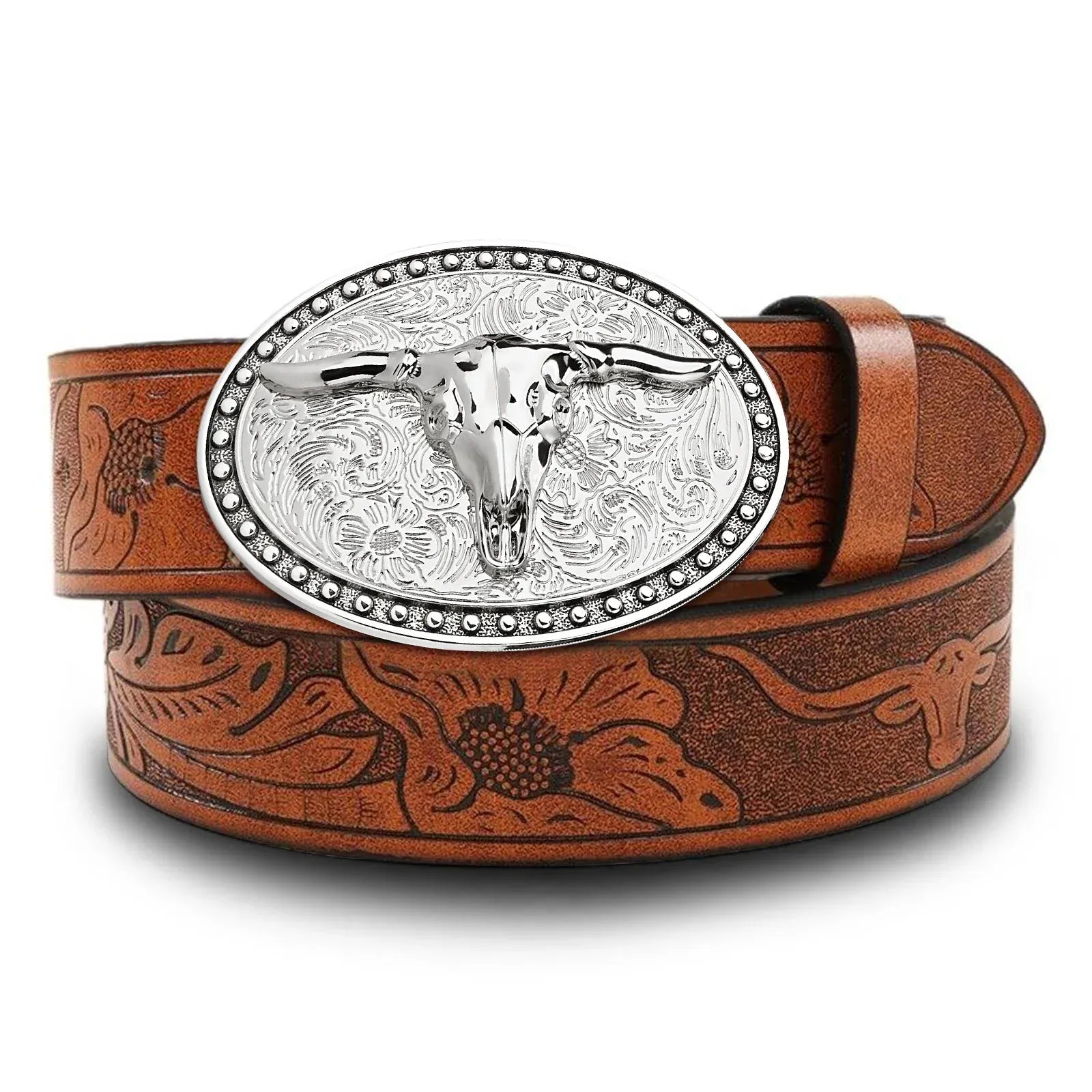 Cowboybälte med ovalt silver­spänne