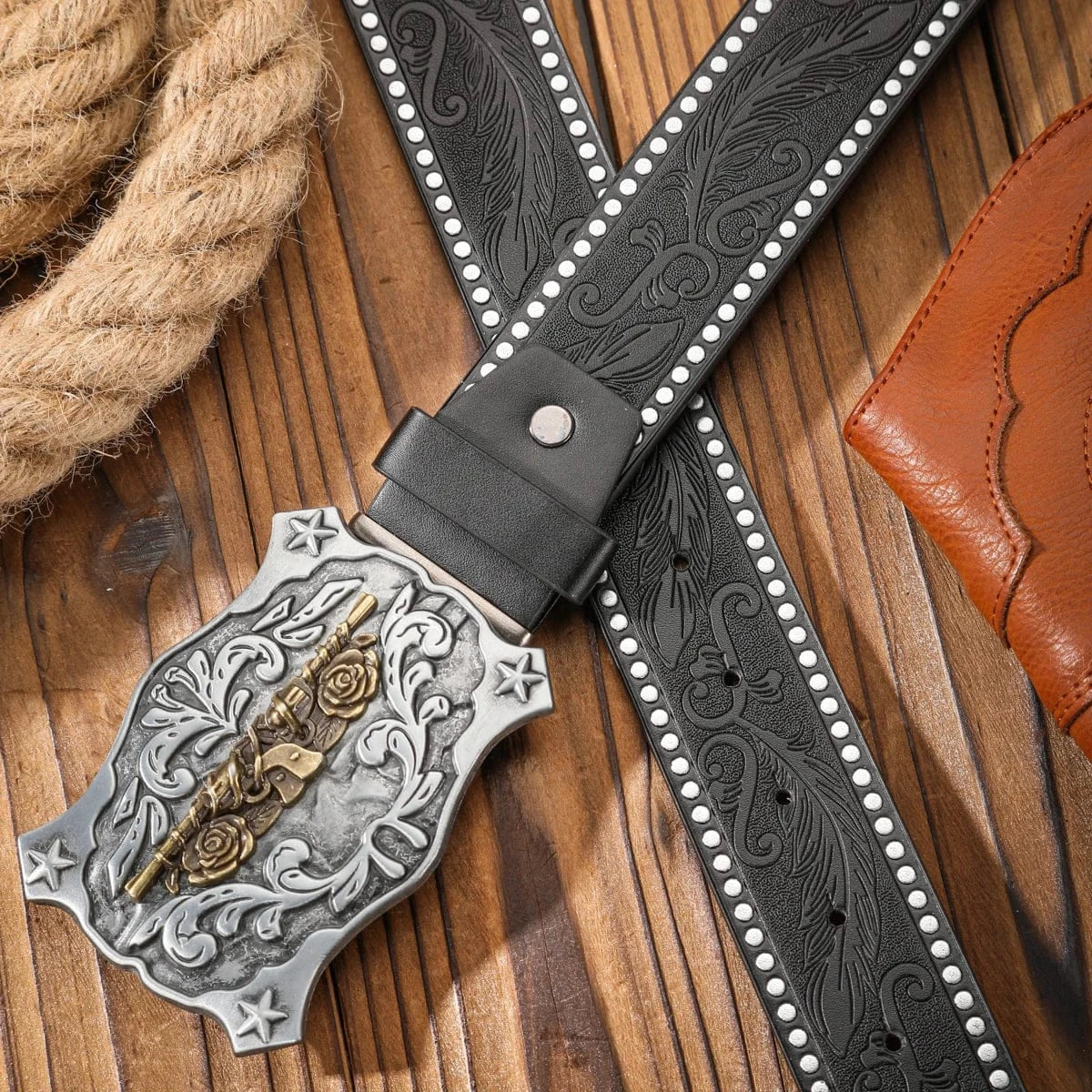 Cowboybälte med pistolmotiv