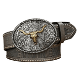 Cowboybälte ovalt longhornspänne Grå / 120cm
