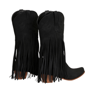 Cowboyboots dam med fransar i retrostil av mjukt läder