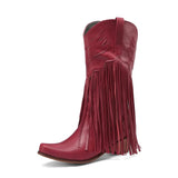Cowboyboots dam med fransar i retrostil av mjukt läder Röd / 34