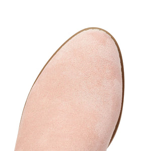 Cowboyboots i mjuk mocka med rynkad skaftdesign