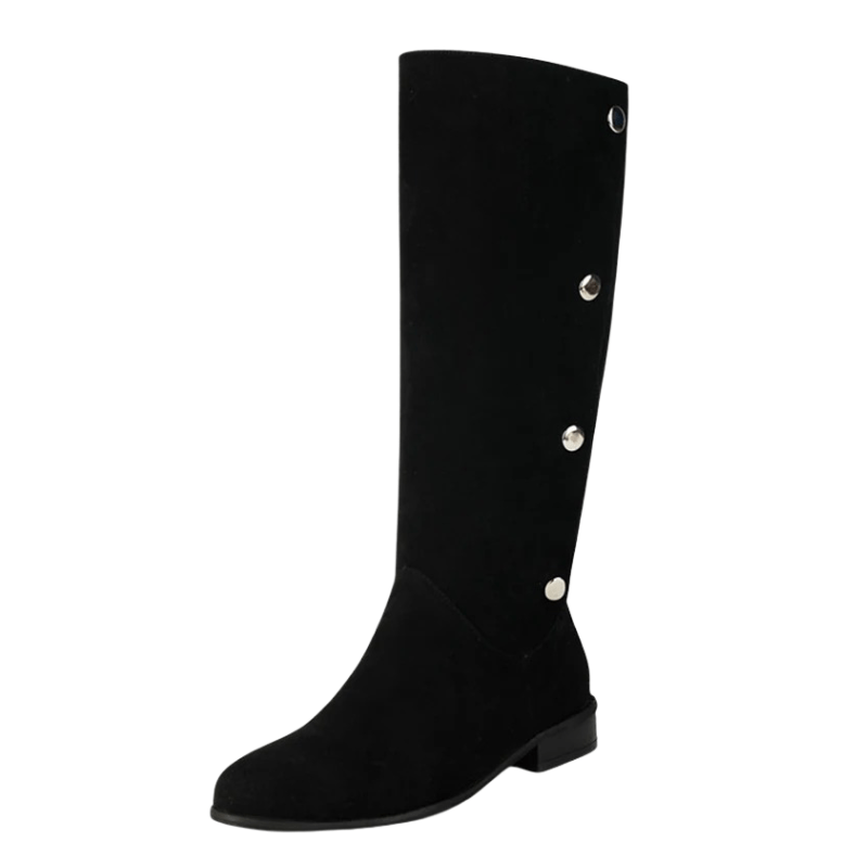 Cowboyboots i mockalook med knappar och bred skaftöppning Svart / 35