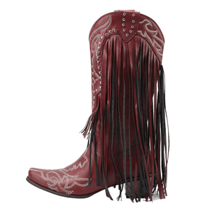 Cowboyboots med fransar och broderi i västernstil