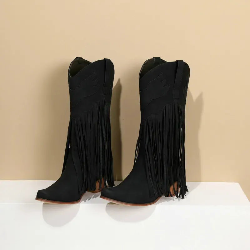 Cowboyboots med fransar och retrolook