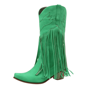 Cowboyboots med fransar och retrolook Grön / 35