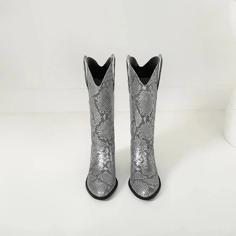 Cowboyboots med Ormskinnsmönster för Dam