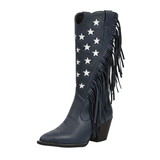 Cowboyboots med stjärnbroderi och långa fransar Blå / 35